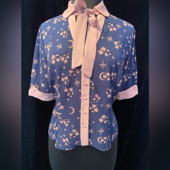 Collectif Eleanor Moonflower Blouse & Skirt Set, US Women’s Size 10 - Picture 10 of 15